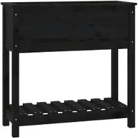 vidaXL Jardinière avec étagère Noir 82,5x34,5x81 cm Bois massif de pin