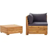vidaXL Ensemble de salon de jardin 2 pièces avec coussins en bois massif d'acacia