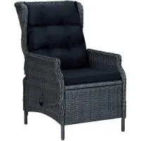 vidaXL Fauteuil de jardin réglable avec coussins Poly rotin gris foncé
