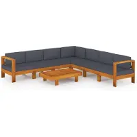 vidaXL Ensemble de salon de jardin 8 pièces avec coussins gris foncé en bois d'acacia