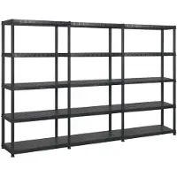 vidaXL Étagère de rangement à 5 niveaux Noir 255x40x185 cm Plastique