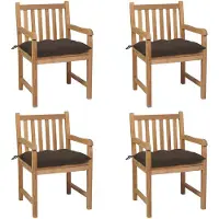 vidaXL Chaises de jardin 4 pcs. avec coussins taupe bois massif teck