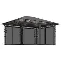 vidaXL Pavillon avec moustiquaire & guirlande lumineuse LED 4x3x2,73m Anthracite