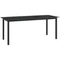 vidaXL Table de jardin noire 190x90x74 cm aluminium et verre