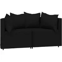 vidaXL Canapé d'angle de jardin avec coussins 2 pcs. noir poly rotin