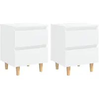 vidaXL Tables de chevet avec pieds en pin 2 pcs Blanc 40x35x50 cm