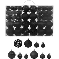 vidaXL Ensemble de boules de Noël 100 pcs Noir