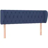 vidaXL Tête de lit avec oreilles Bleu 163x23x78/88 cm Tissu