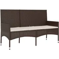 vidaXL Banc de jardin 3 places avec coussins Marron Poly rotin