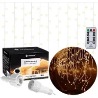 Springos Rideau lumineux - - 300 LED - 14,5m - blanc chaud - IP44 - programmateur 8 fonctions