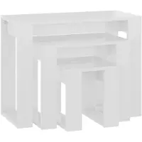 vidaXL Tables gigognes 3 pcs Blanc brillant Bois d'ingénierie