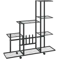 vidaXL Support pour plantes sur roues 94,5x25x92,5 cm Noir Métal