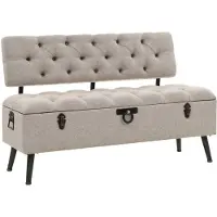 vidaXL Banc de rangement avec dossier 110 cm Crème Tissu