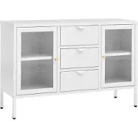 vidaXL Sideboard Blanc 105x35x70 cm Acier et verre trempé