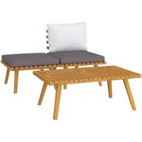 vidaXL Ensemble de salon de jardin 3 pièces avec coussins en bois massif d'acacia