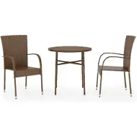 vidaXL Ensemble de jardin 3 pièces Poly rotin brun