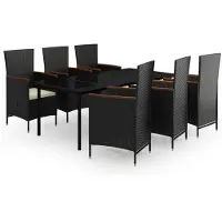 vidaXL Ensemble à manger de jardin avec coussins 7 pcs Noir