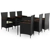 vidaXL Ensemble de jardin 7 pièces avec coussins Noir