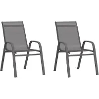 vidaXL Chaises de jardin empilables 2 pcs. Gris Textilène