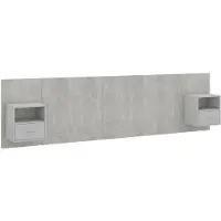 vidaXL Tête de lit avec tables de nuit gris béton Bois composite