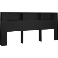 vidaXL Tête de lit avec étagères Noir 220x18,5x104,5 cm