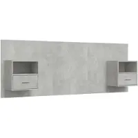 vidaXL Tête de lit avec tables de nuit gris béton Bois composite