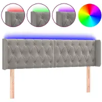 vidaXL Tête de lit LED gris clair 147x16x78/88 cm velours