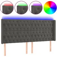 vidaXL Tête de lit LED gris foncé 203x16x118/128 cm velours