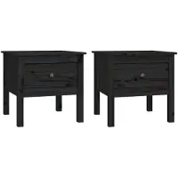 vidaXL Tables d'appoint 2 pcs Noir 50x50x49 cm Bois massif de pin