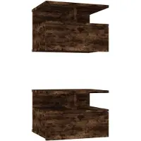 vidaXL Tables de chevet flottantes 2 pcs Chêne fumé Bois d’ingénierie