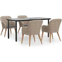 vidaXL Ensemble de jardin 5 pièces avec coussins Marron