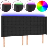 vidaXL Tête de lit LED noir 147x16x118/128 cm similicuir
