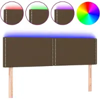 vidaXL Tête de lit LED brun foncé 144x5x78/88 cm Tissu