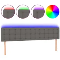 vidaXL Tête de lit LED Gris 180x5x78/88 cm Similicuir
