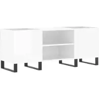 vidaXL Armoire à plateaux blanc brillant 121x38x48 cm Bois composite