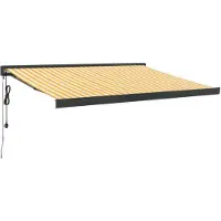 vidaXL Marquise rétractable jaune et blanc 3x2,5 m Tissu et aluminium
