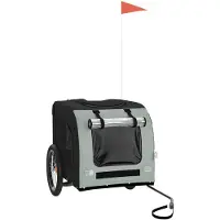 vidaXL Remorque pour vélo Chiens Gris et noir Tissu Oxford & fer