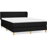 vidaXL Lit boxspring avec matelas noir 140x190 cm Tissu