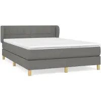 vidaXL Lit boxspring avec matelas gris foncé 140x200 cm Tissu