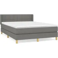 vidaXL Lit boxspring avec matelas gris foncé 140x190 cm Tissu