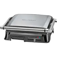 Clatronic KG 3571 Gril de contact électrique, Multigrill, pour griller des deux côtés & sans graisse, plaques à revêtement antiadhésif, enrouleur de câble, 2000 watts, acier inoxydable