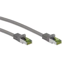 Goobay 61120 Câble patch RJ45 avec câble brut CAT 8.1 S/FTP, gris, 10 m - conducteur en cuivre, gaine de câble sans halogène LSZH, connecteur RJ45 (CAT 6A)