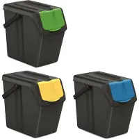 Prosperplast Poubelle pour déchets séparés (3 pièces) ISWB25S3 25 l - noir / combinaison de couleurs