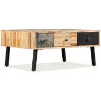 vidaXL Table basse en teck massif recyclé 90x65x40 cm
