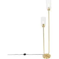 QAZQA Lampadaire Art Déco doré avec verre 2 lumières - Laura