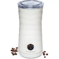 Kitchenbrothers Mousseur à Lait Électrique 4 en 1 , 400W avec Chauffe Lait Automatique et 2 Fouets, Capacité de 240 ml, Blanc