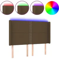 vidaXL Tête de lit LED brun foncé 147x16x118/128 cm Tissu