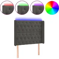 vidaXL Tête de lit LED gris foncé 93x16x118/128 cm velours