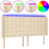 vidaXL Tête de lit LED Crème 183x16x118/128 cm Tissu