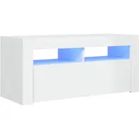 vidaXL Armoire TV avec lampes LED blanc brillant 90x35x40 cm
